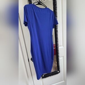 Blue Short-Sleeve Womens Dress